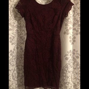 Open back wine colored cocktail dress